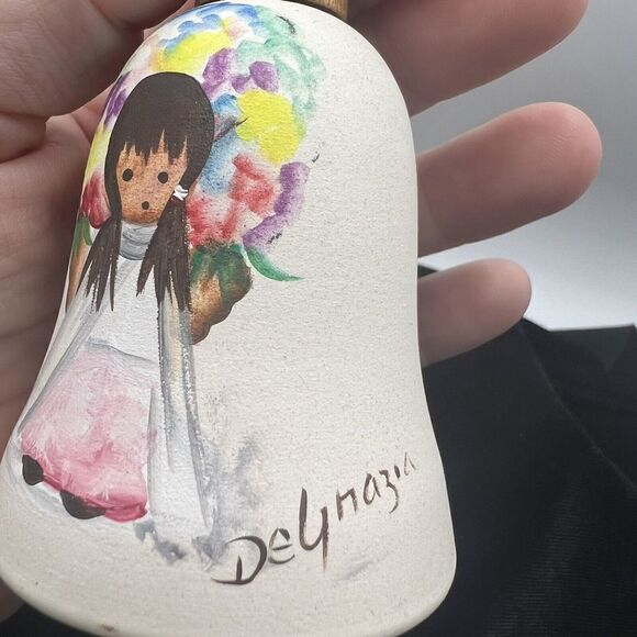 De Grazia Bell Hand Painted Sandstone Creation Pottery Native American Girl - Picture 3 of 8